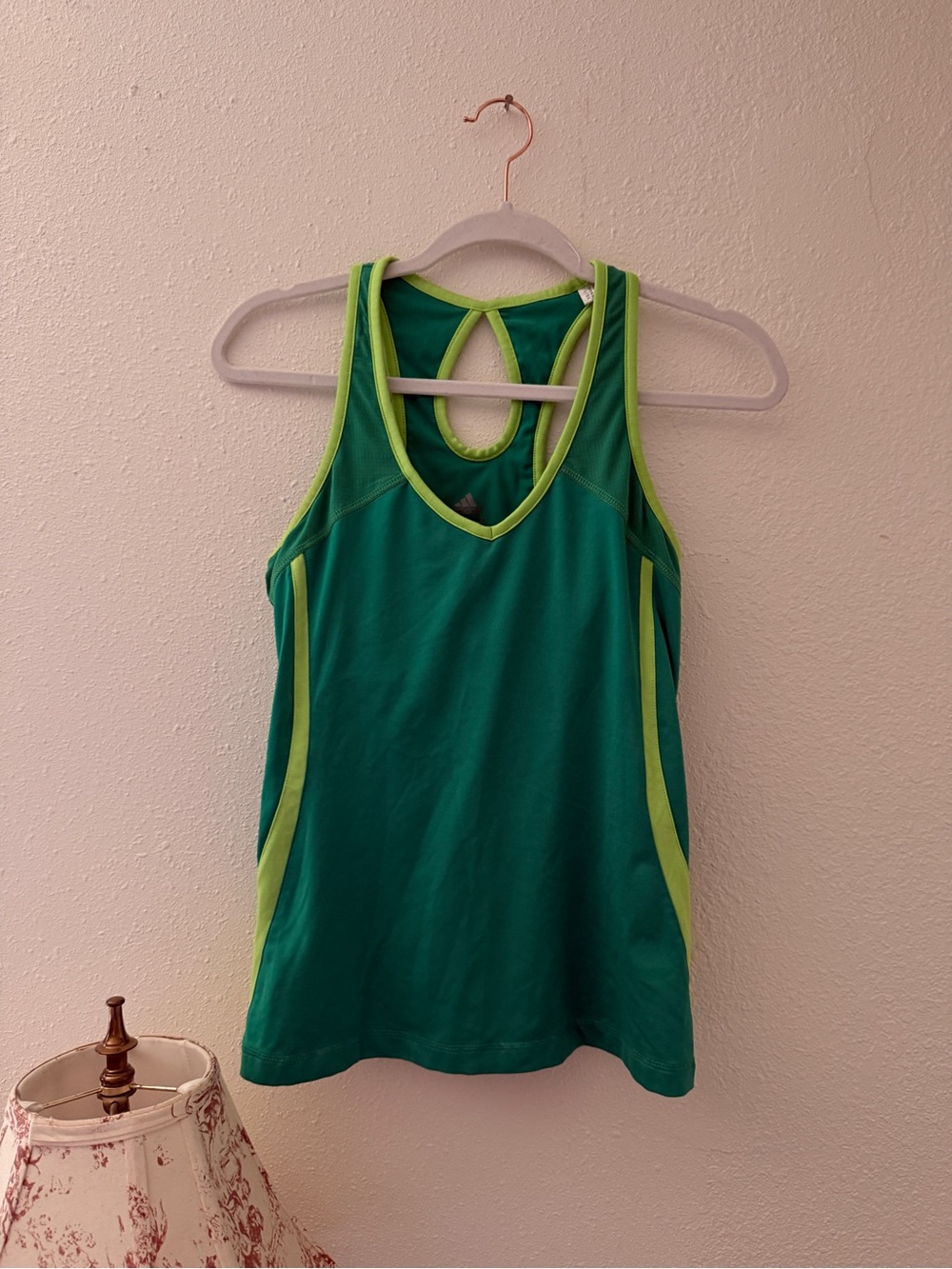 Adidas Women’s Green Athletic Tank Top with Lime Trim